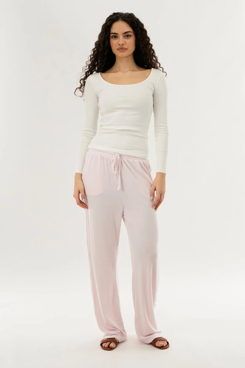 Wide Leg Knit Sweatpants - Pink - Image 5