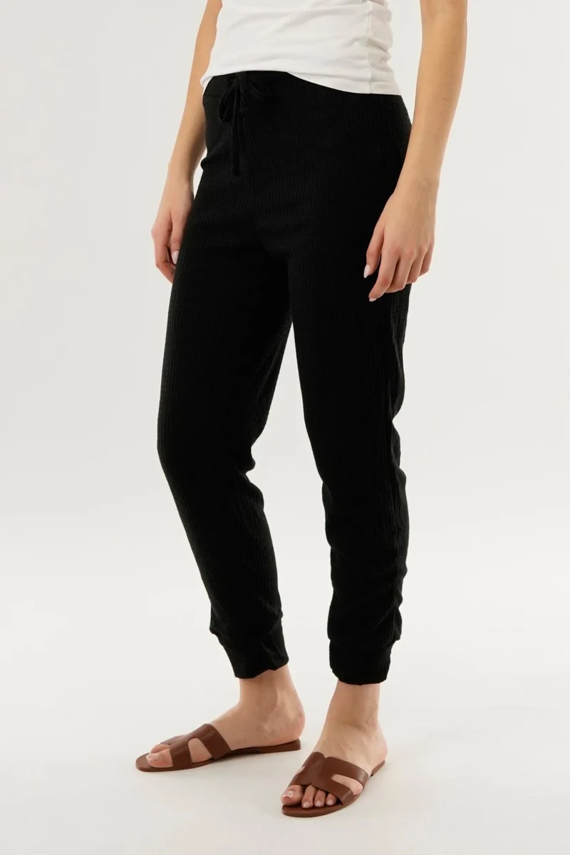 Waffle Knit Joggers - Black - Image 2