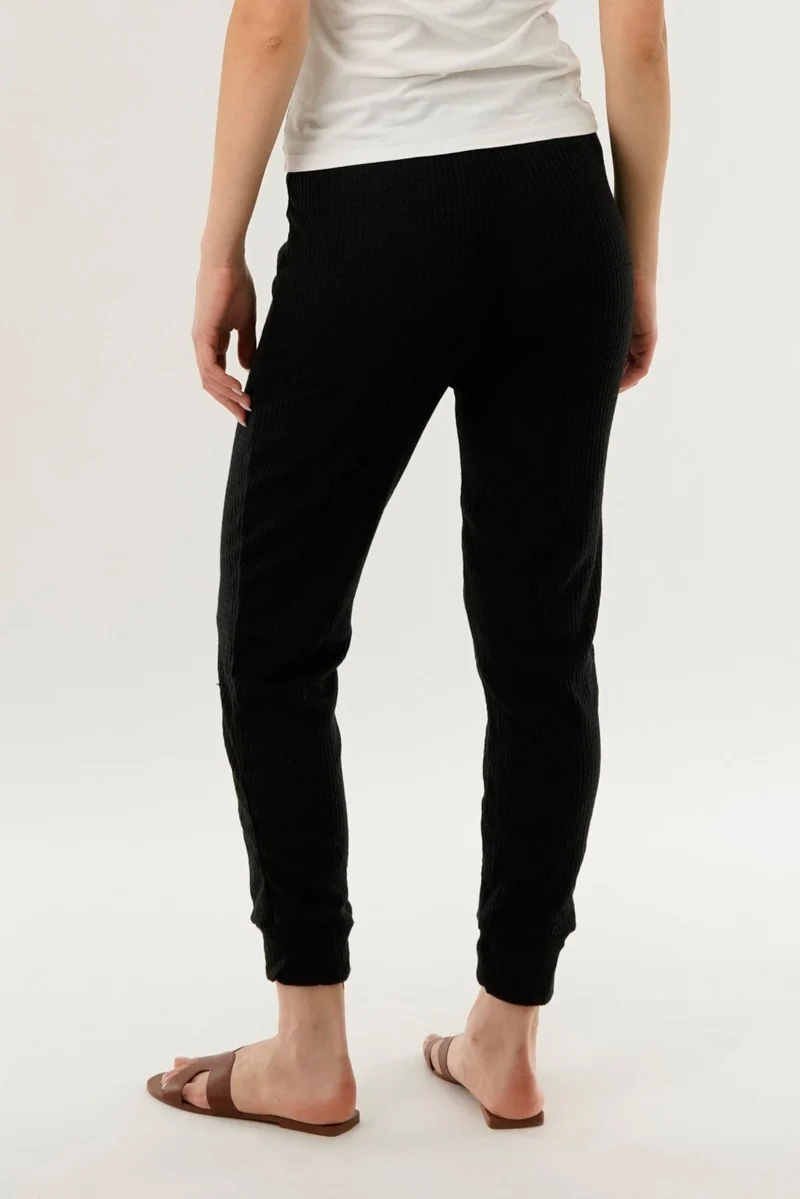 Waffle Knit Joggers - Black - Image 3
