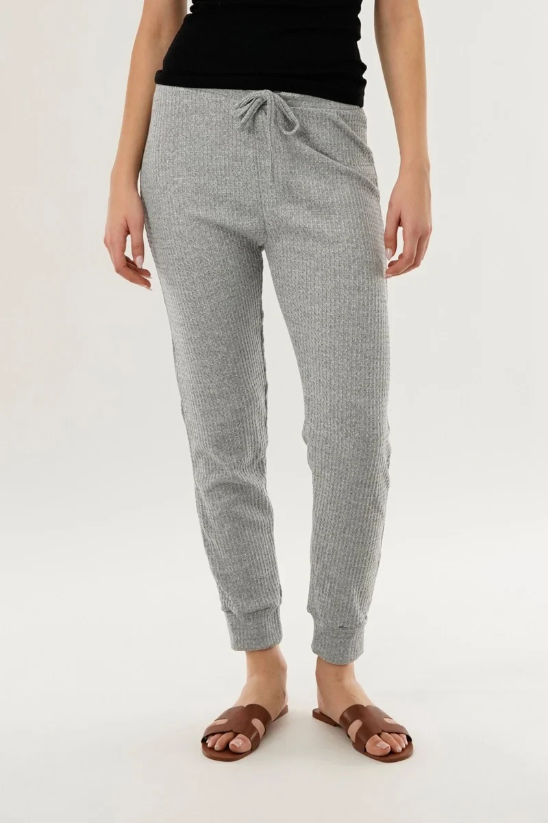 Waffle Knit Joggers - Grey