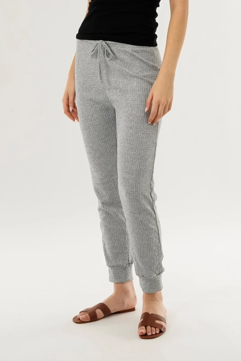 Waffle Knit Joggers - Grey - Image 2