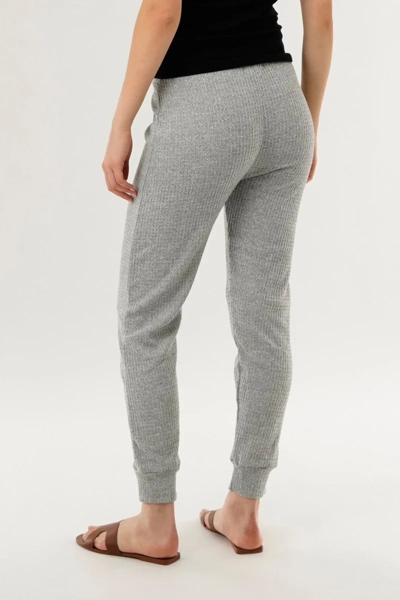 Waffle Knit Joggers - Grey - Image 3