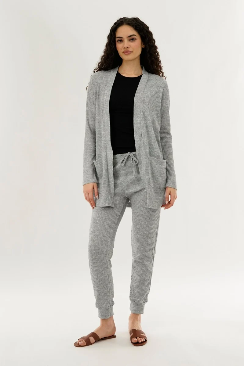 Waffle Knit Joggers - Grey - Image 5