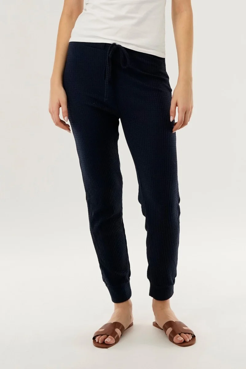 Waffle Knit Joggers - Navy