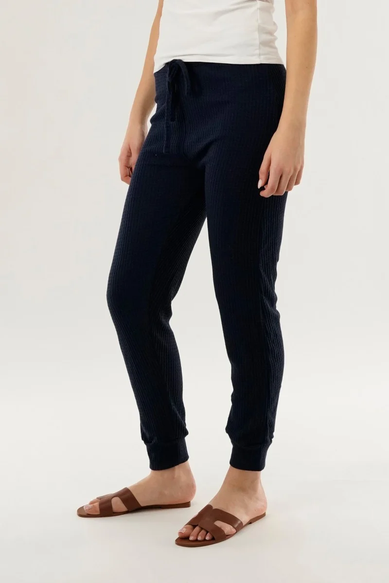 Waffle Knit Joggers - Navy - Image 2
