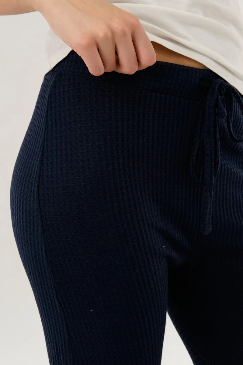 Waffle Knit Joggers - Navy - Image 4