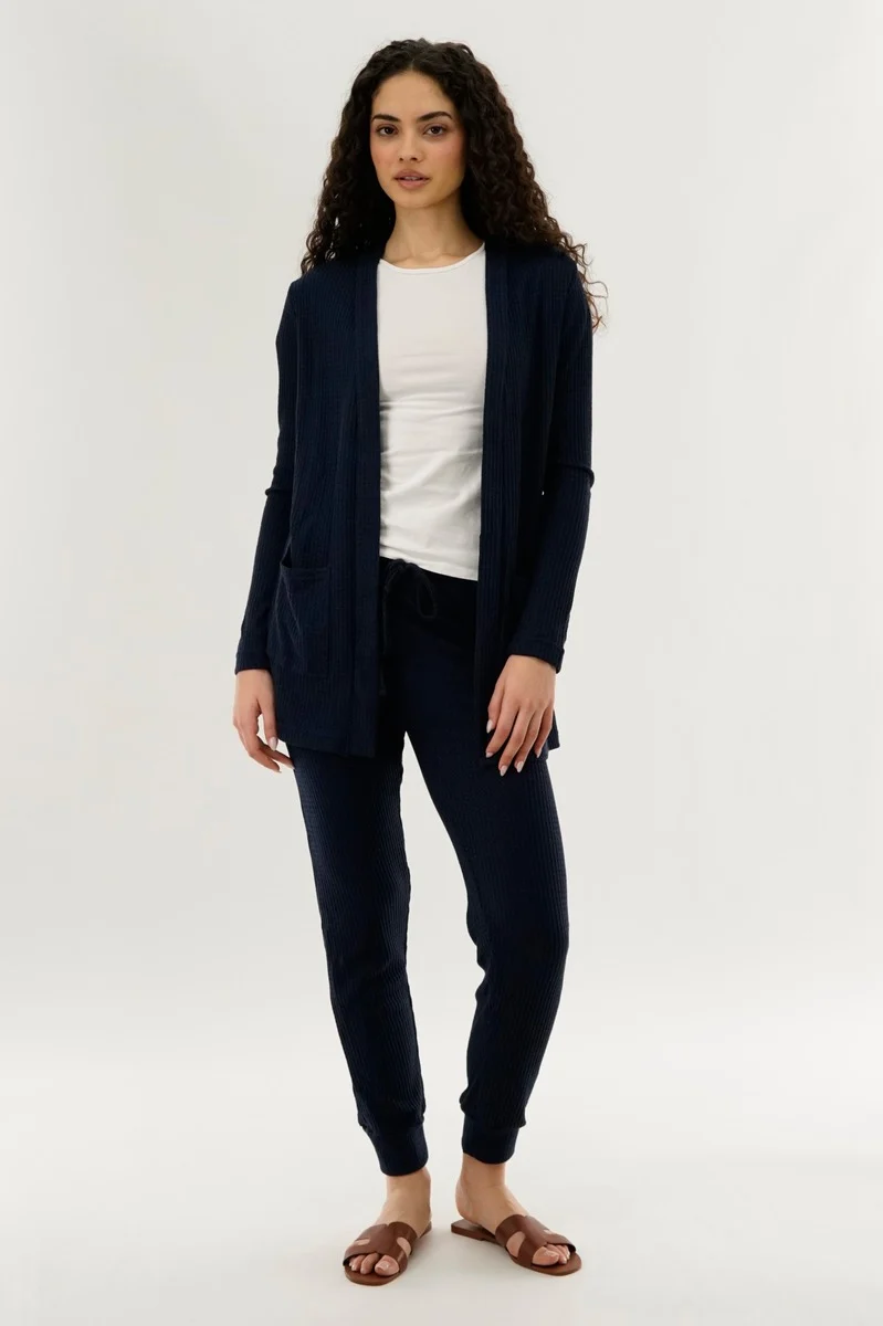 Waffle Knit Joggers - Navy - Image 5