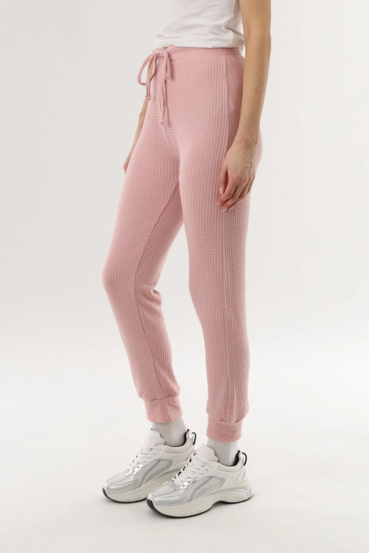 Waffle Knit Joggers - Blush - Image 2