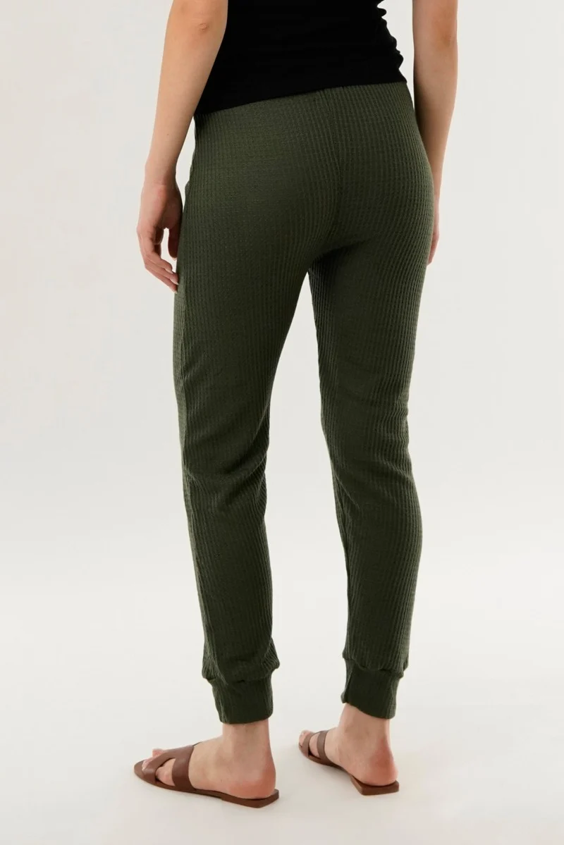 Waffle Knit Joggers - Green - Image 3