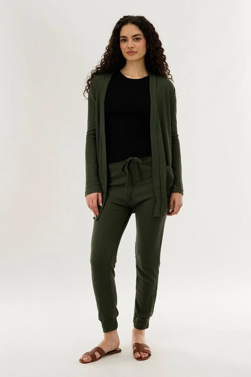 Waffle Knit Joggers - Green - Image 5