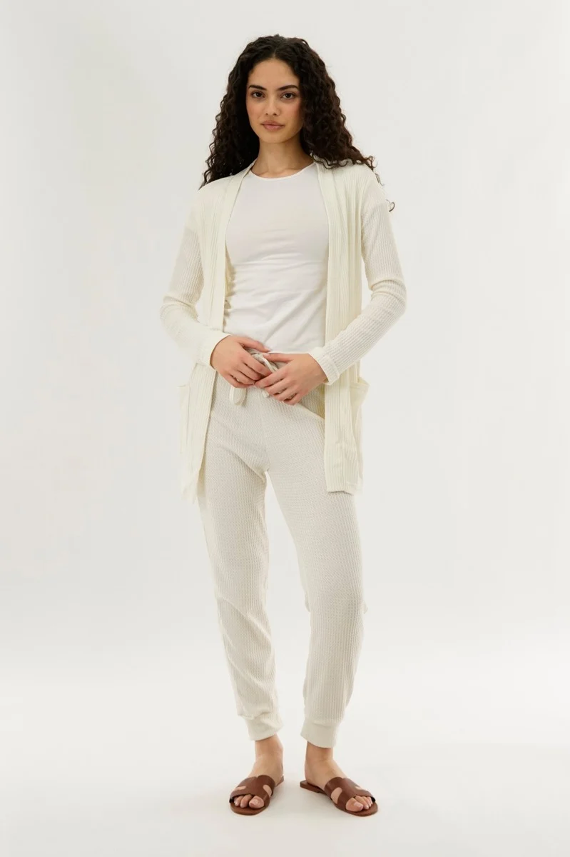 Waffle Knit Joggers - Cream - Image 5