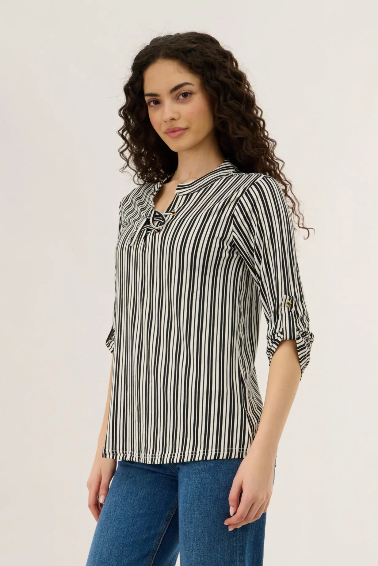 Tie-Up Blouse - Black - Image 2