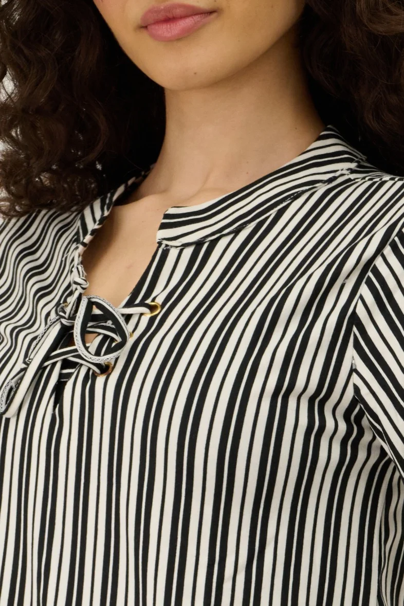 Tie-Up Blouse - Black - Image 4