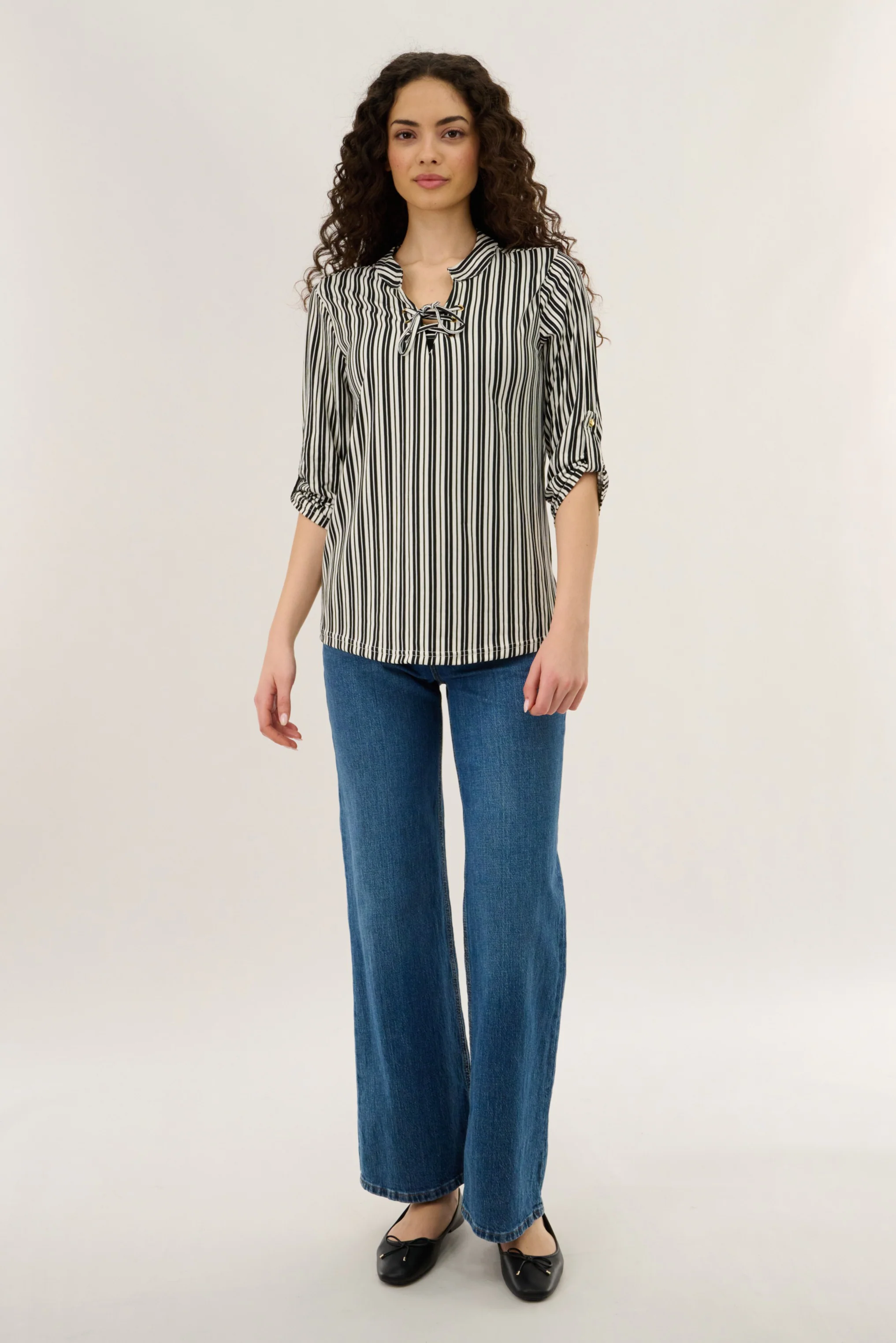 Tie-Up Blouse - Black - Image 5