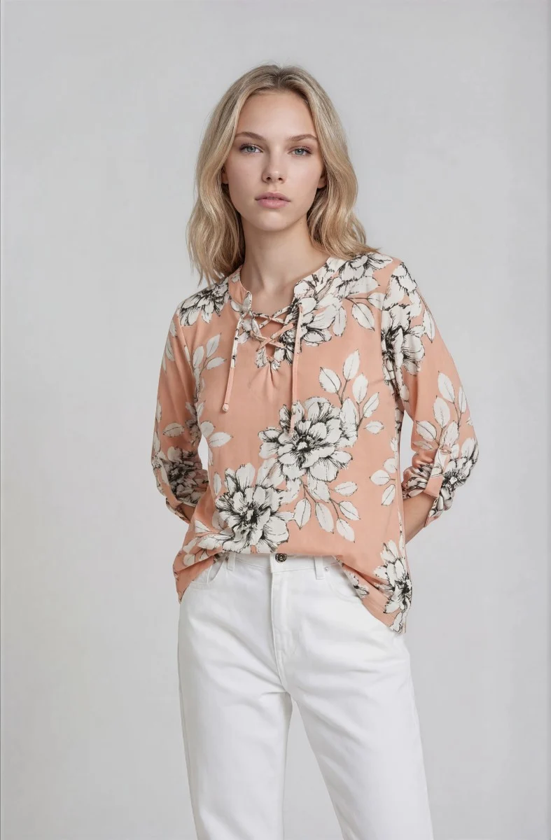 Printed Tie-Up Blouse - Multi