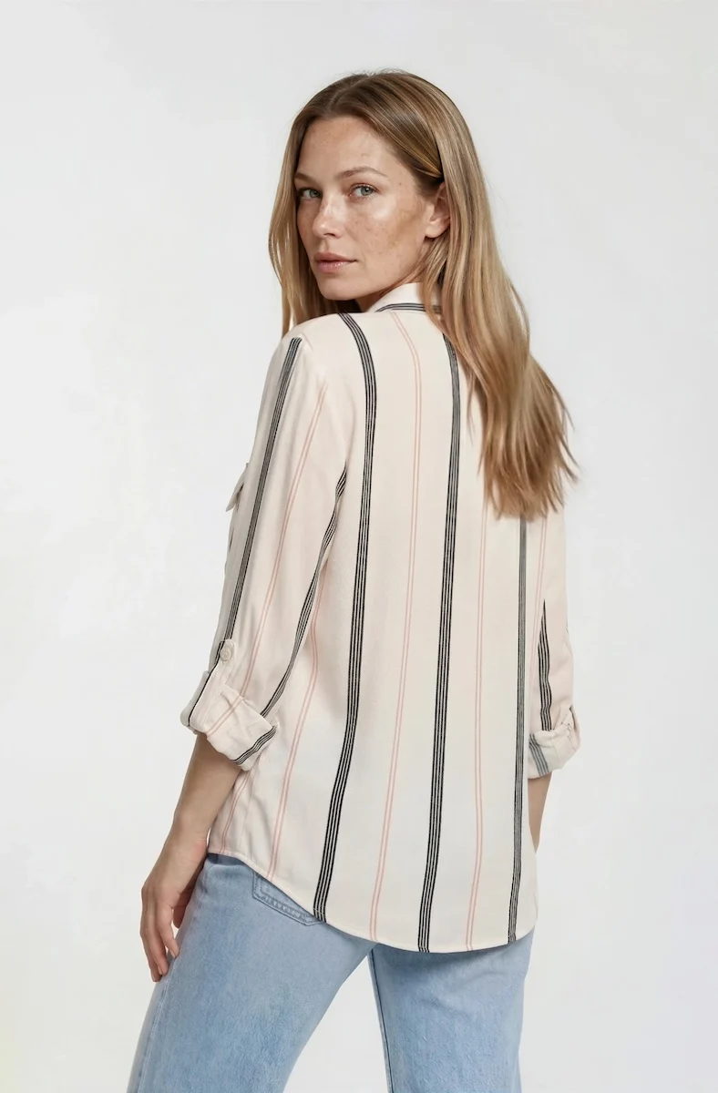 Printed Button Up Shirt - Cream - Image 2