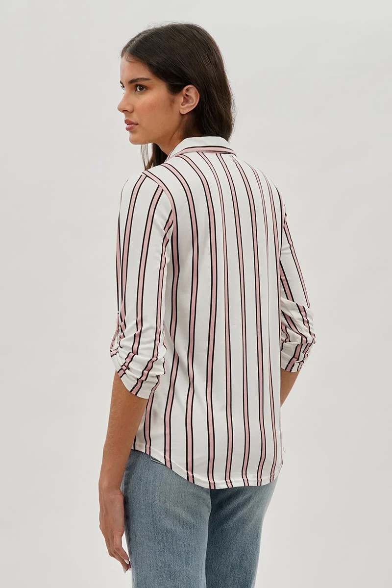 Striped Collared Blouse - White - Image 3