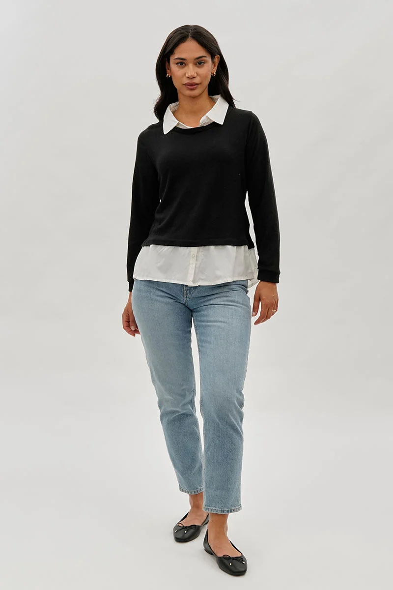 Collared Pullover Sweater - Black - Image 5