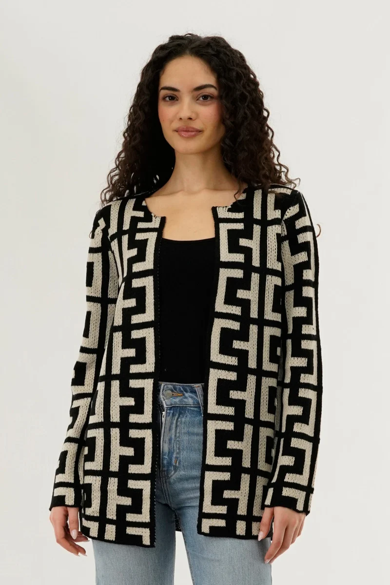 Long Sleeve Knit Open Cardigan - Beige