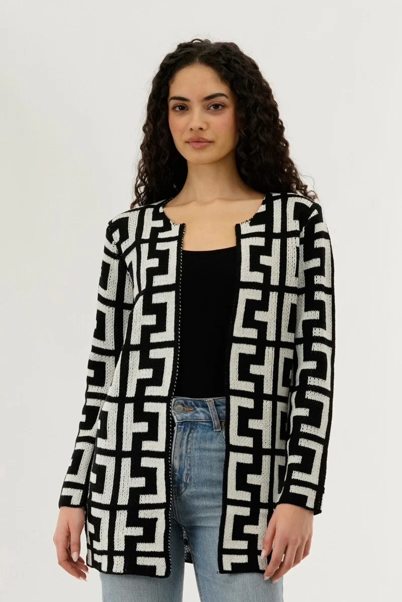 Long Sleeve Knit Open Cardigan - Cream