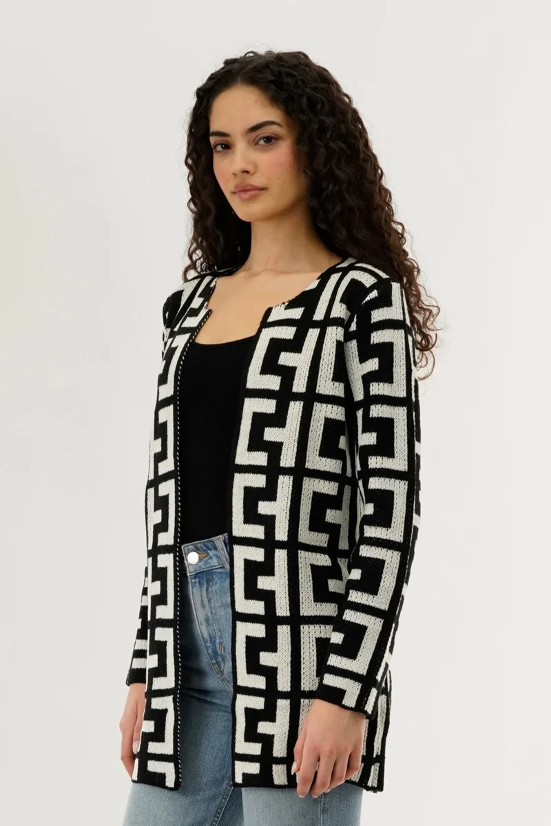 Long Sleeve Knit Open Cardigan - Cream - Image 2