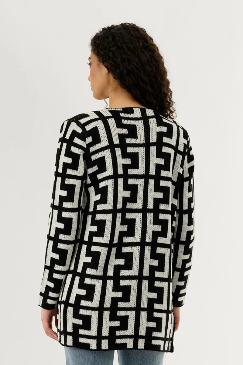 Long Sleeve Knit Open Cardigan - Cream - Image 3