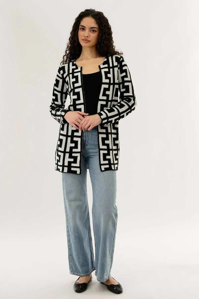 Long Sleeve Knit Open Cardigan - Cream - Image 5