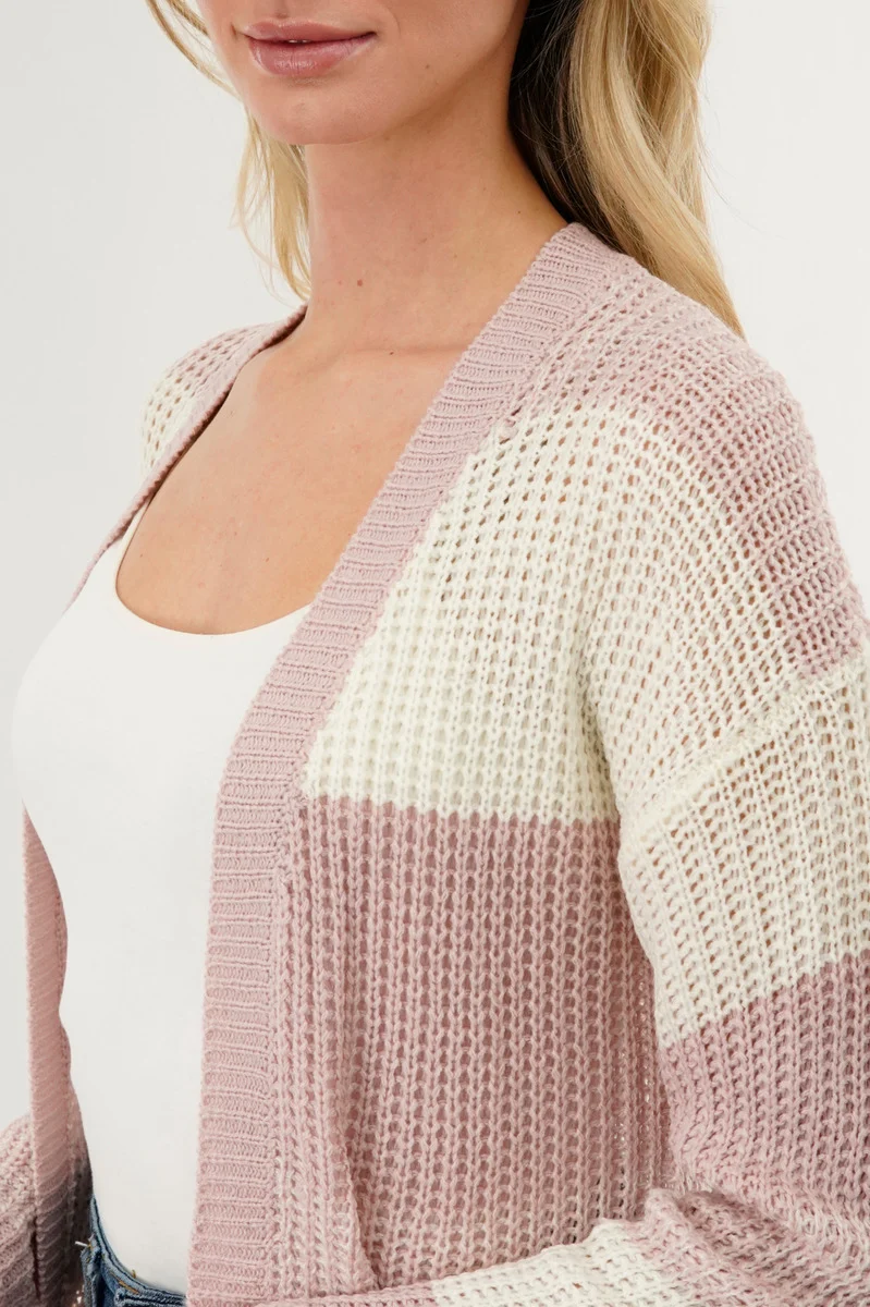 Striped Knit Cardigan - Pink - Image 4