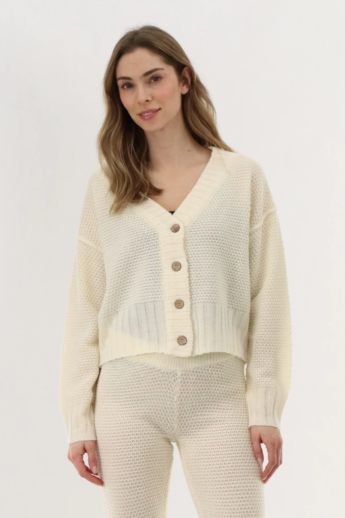 V-Neck Knit Cardigan - Cream