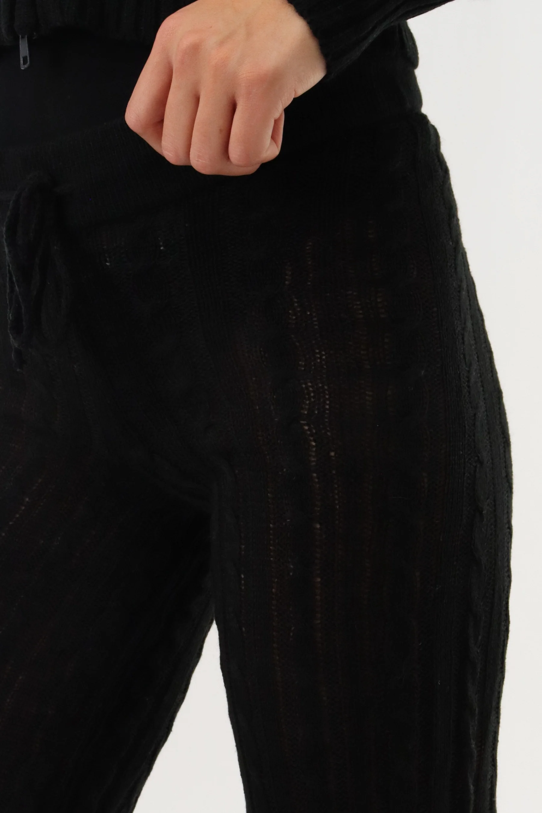 Cable Knit Pants - Black - Image 4