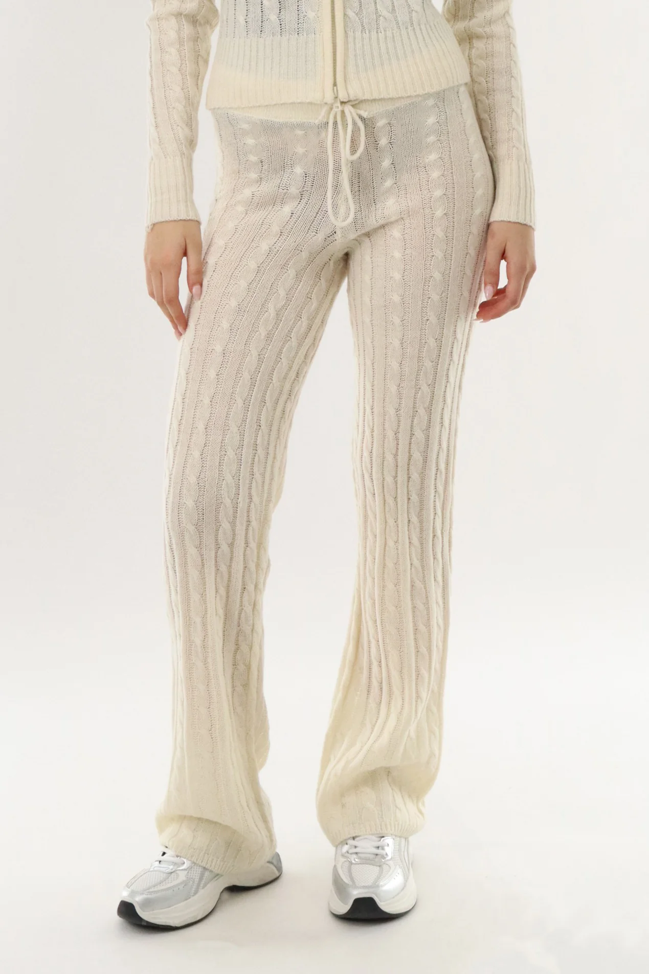 Cable Knit Pants - Cream