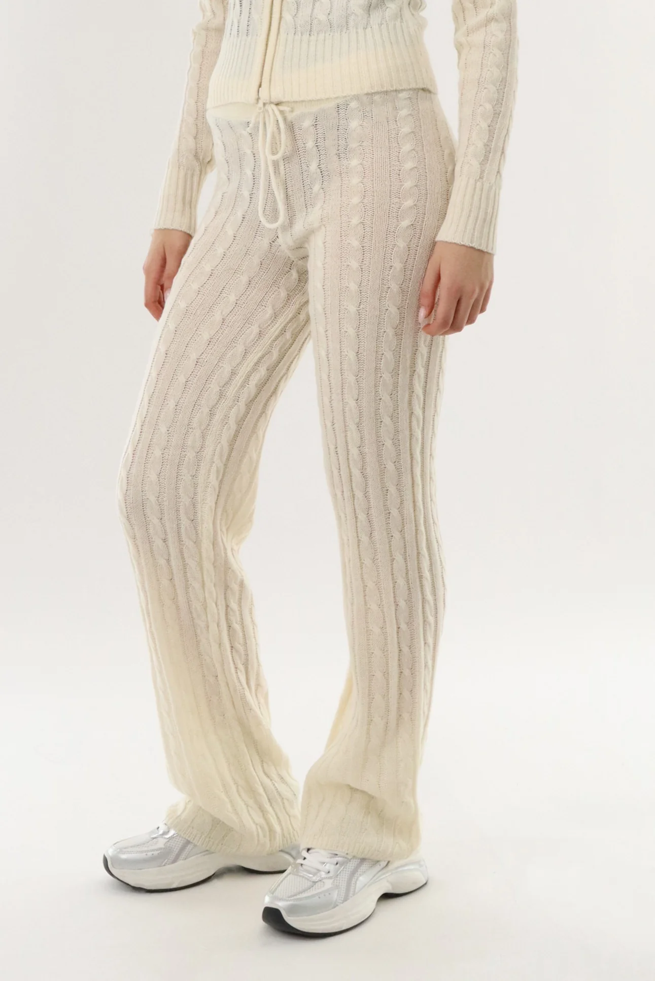 Cable Knit Pants - Cream - Image 2