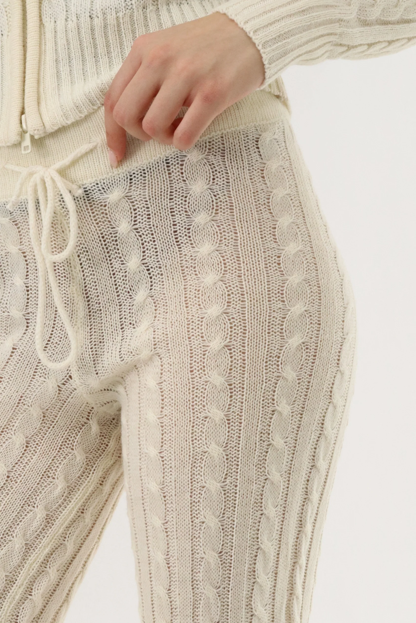 Cable Knit Pants - Cream - Image 4