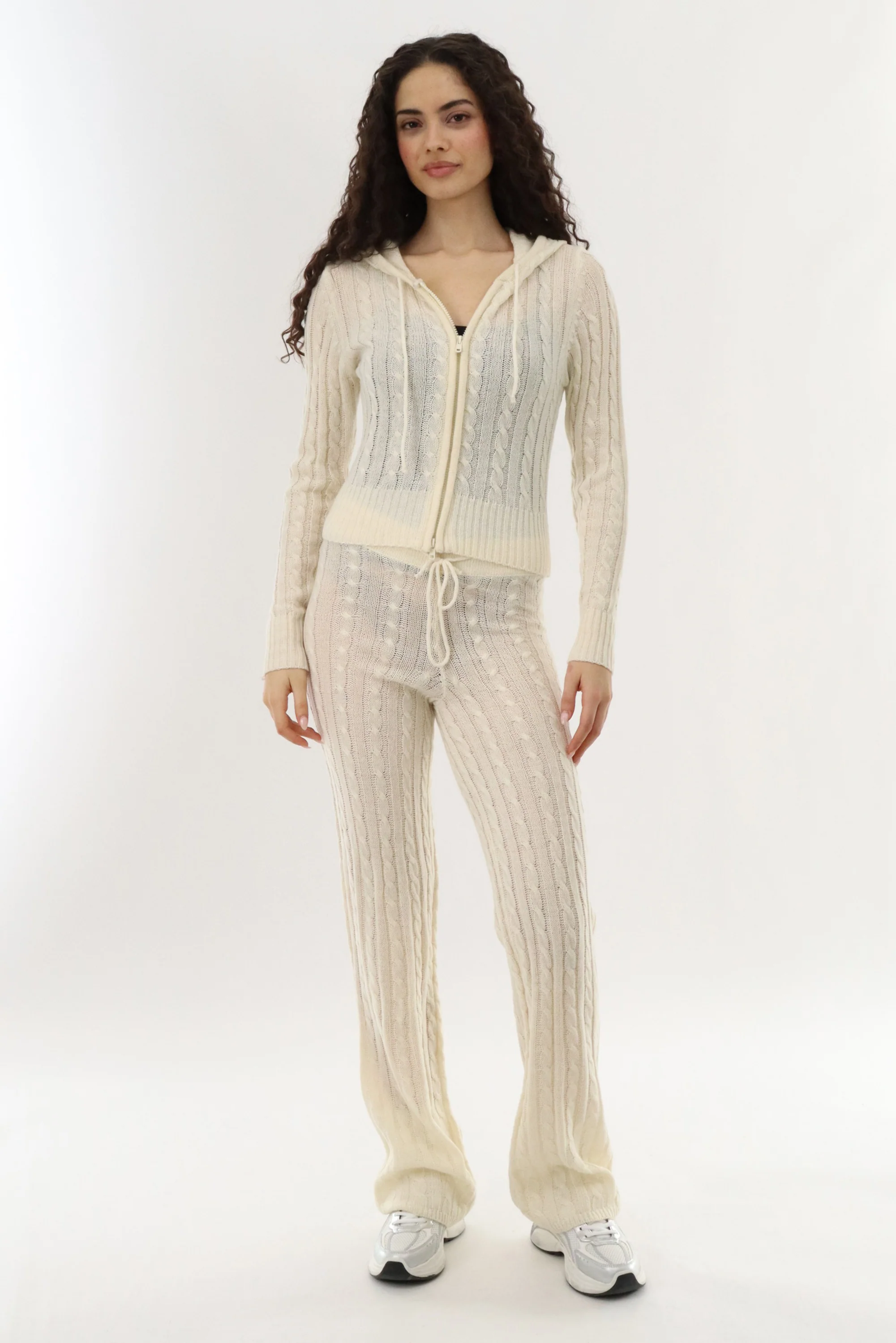 Cable Knit Pants - Cream - Image 5