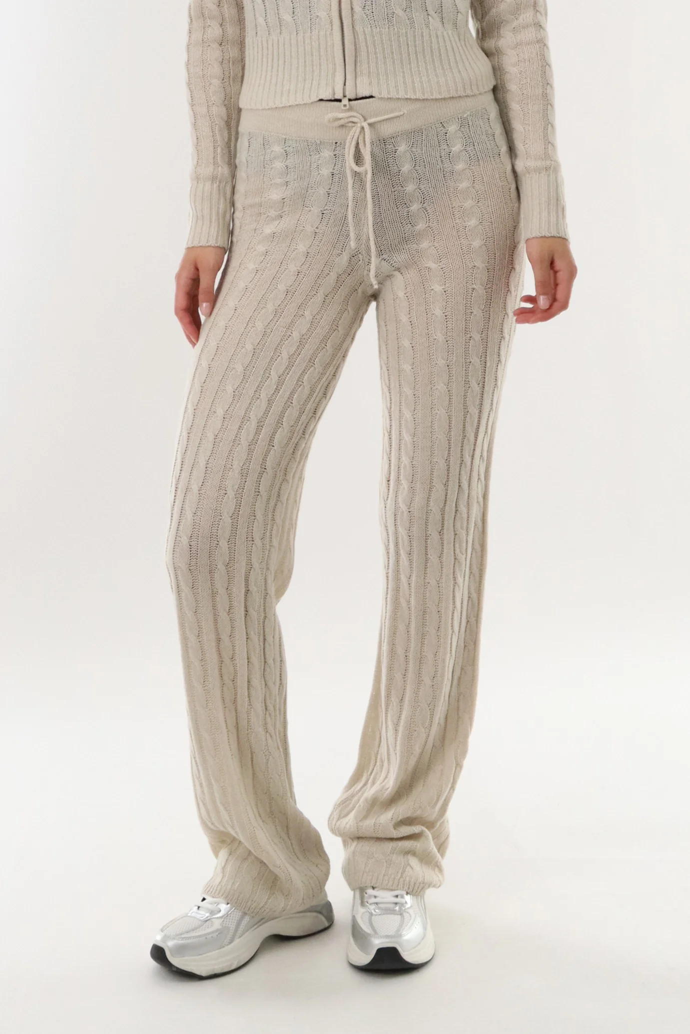 Cable Knit Pants - Stone