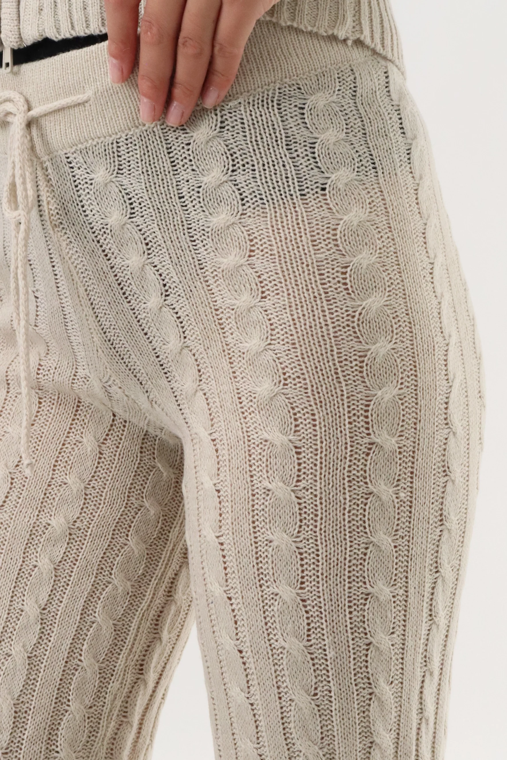 Cable Knit Pants - Stone - Image 4