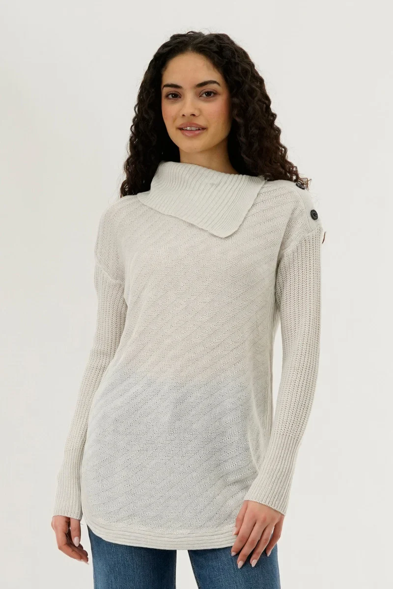 High Neck Pullover Sweater - Cream