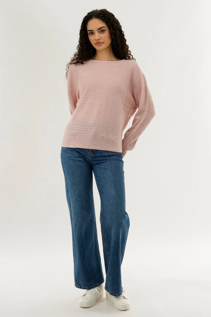 Cable Knit Pullover Sweater - Blush - Image 5