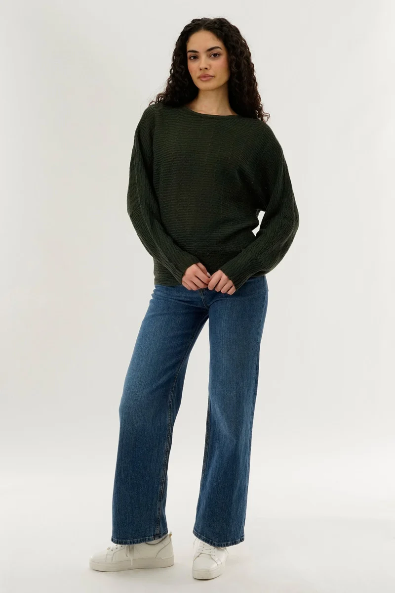 Cable Knit Pullover Sweater - Green - Image 5