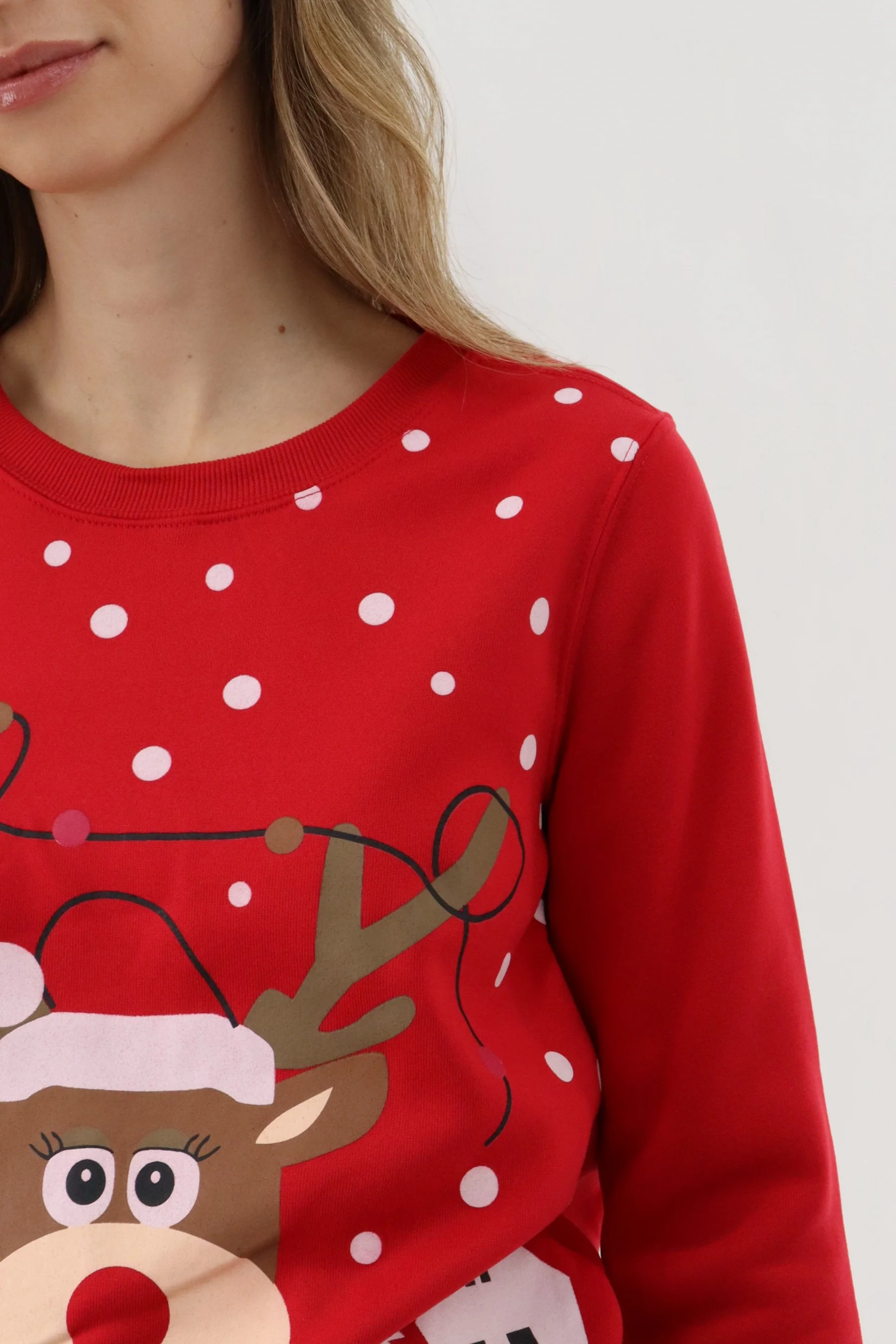 Reindeer Christmas Sweater - Red - Image 4