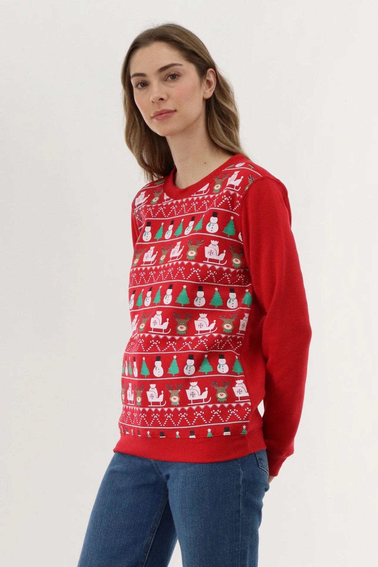 Printed Christmas Sweater - Red - Image 2
