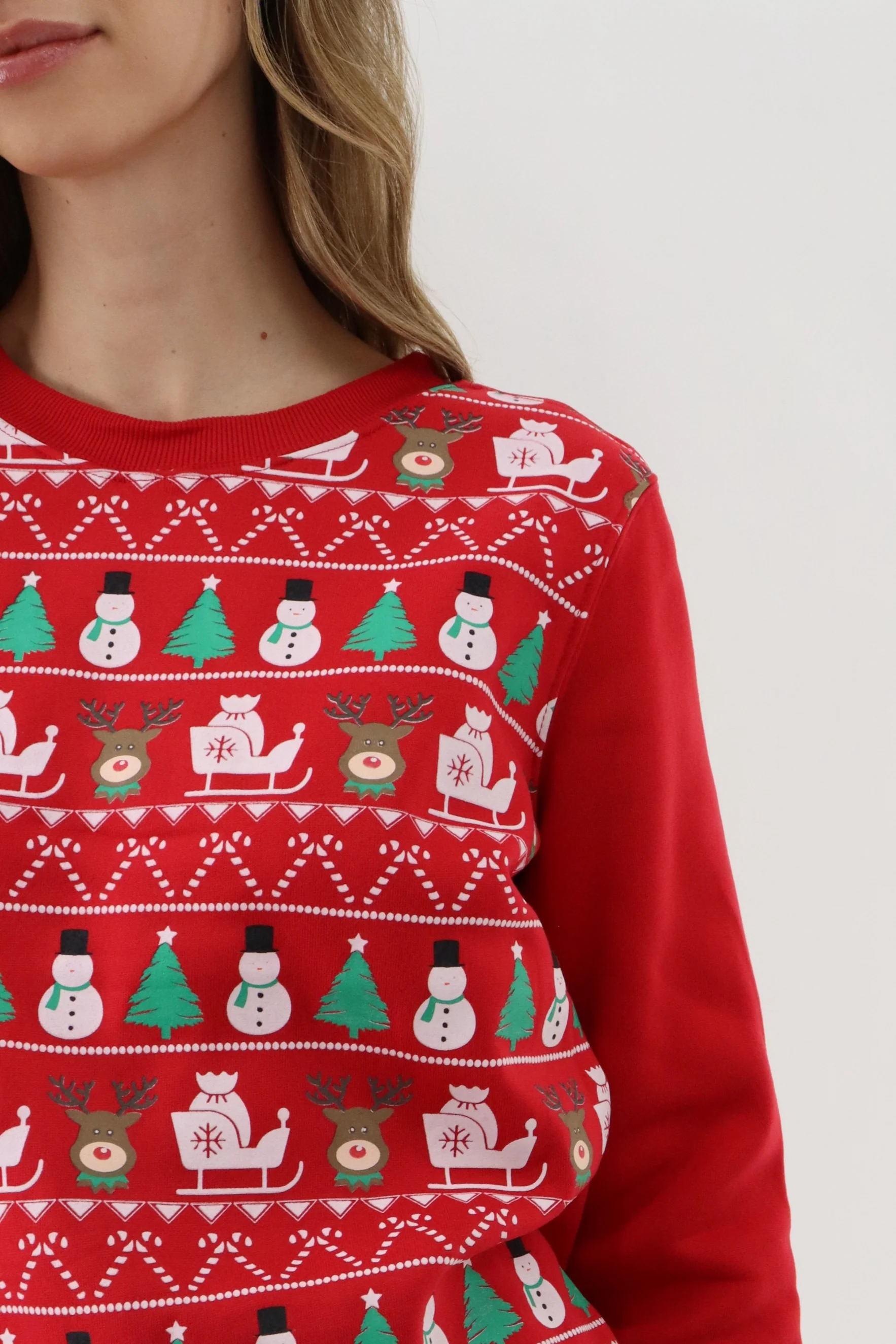 Printed Christmas Sweater - Red - Image 4