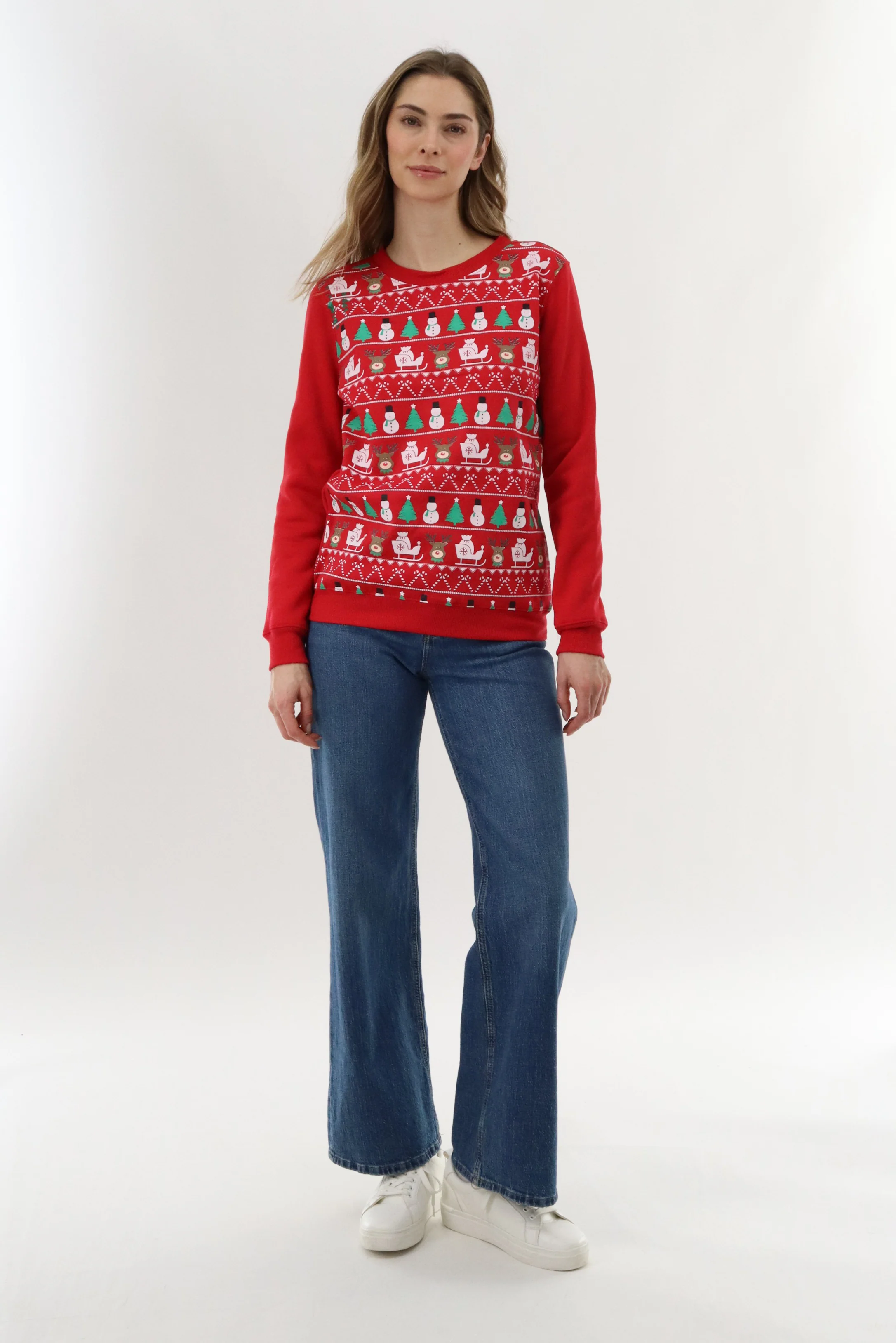 Printed Christmas Sweater - Red - Image 5