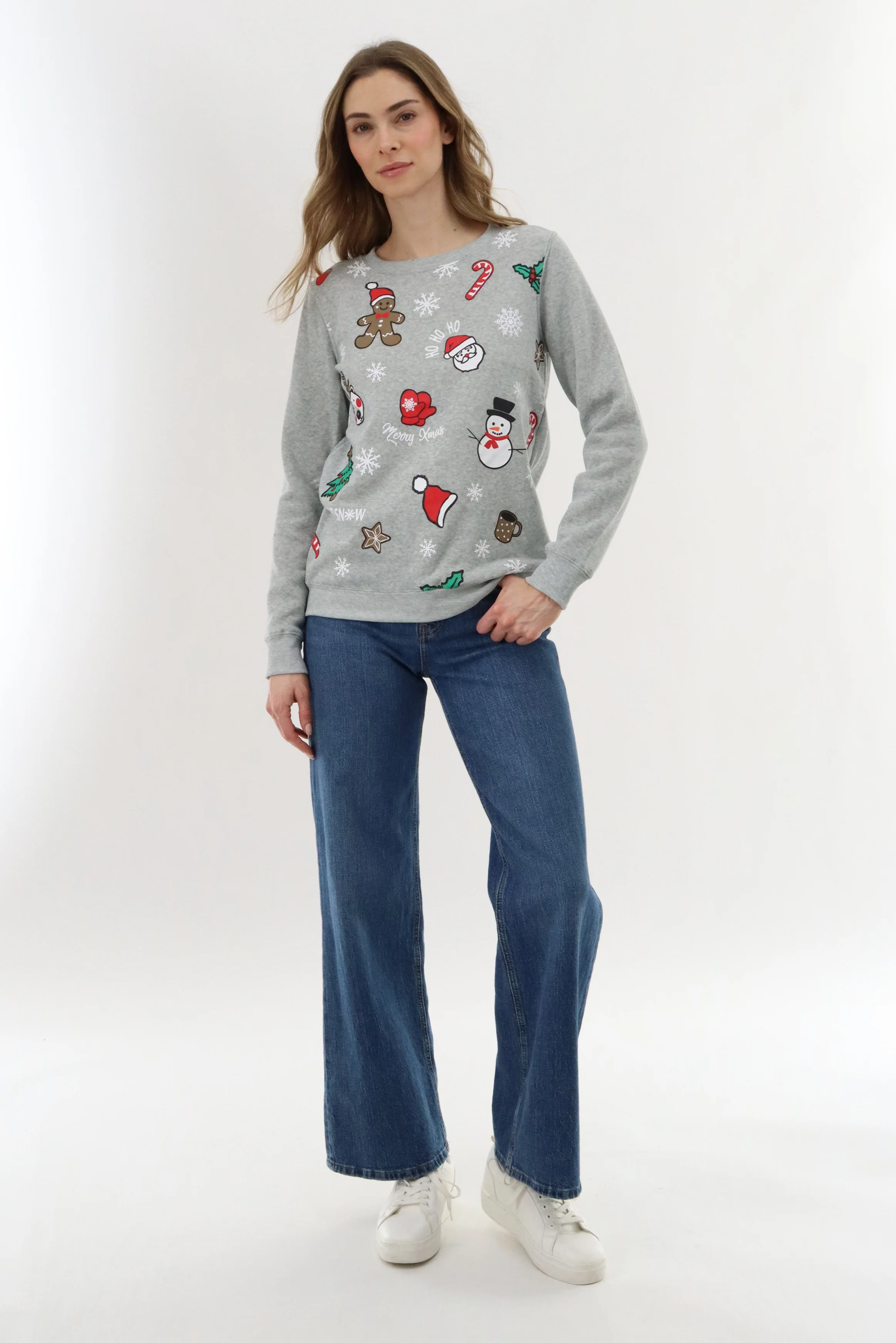 Printed Christmas Sweater - Grey - Image 5