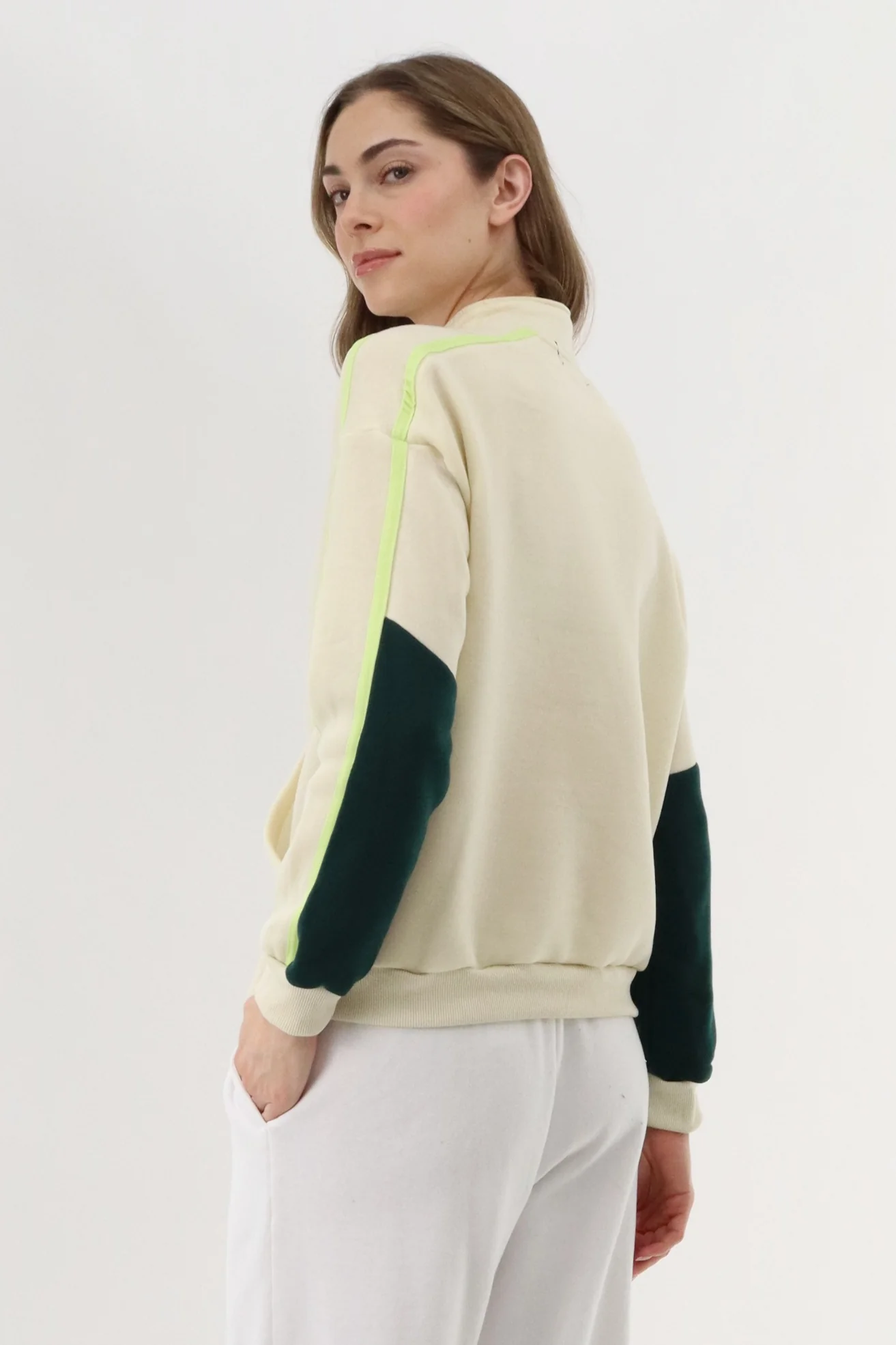 Fleece Pullover Sweater - Cream - Image 3