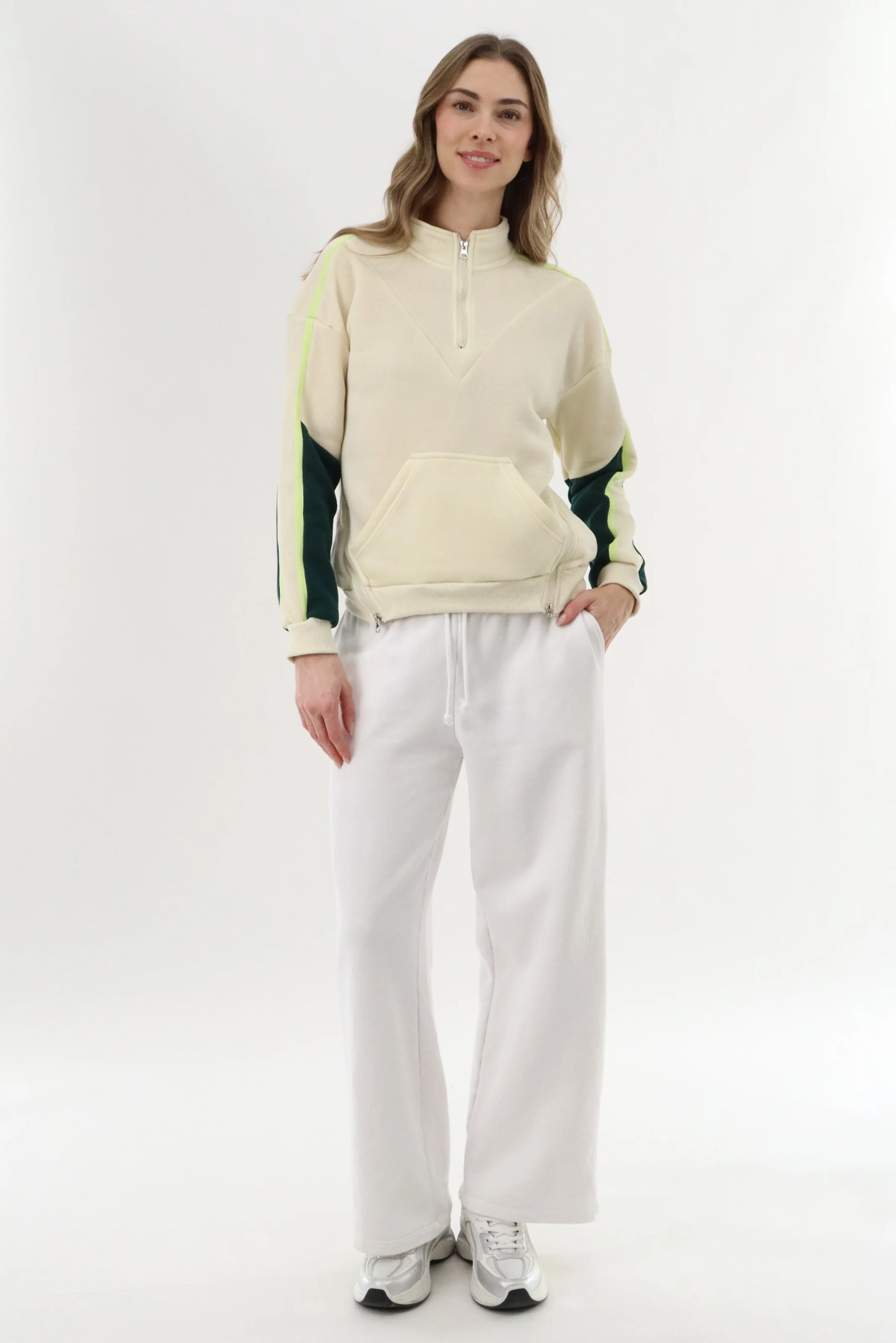 Fleece Pullover Sweater - Cream - Image 5