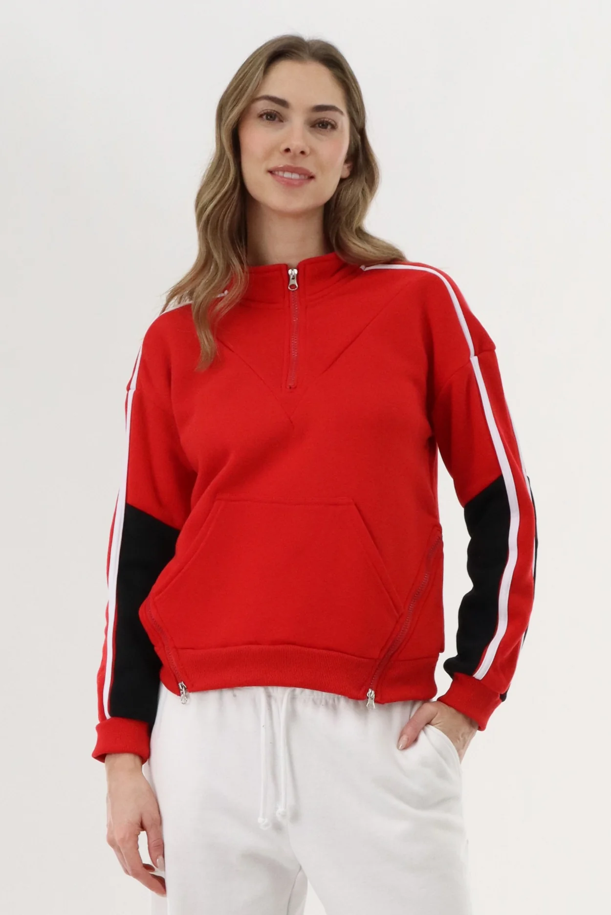 Fleece Pullover Sweater - Red