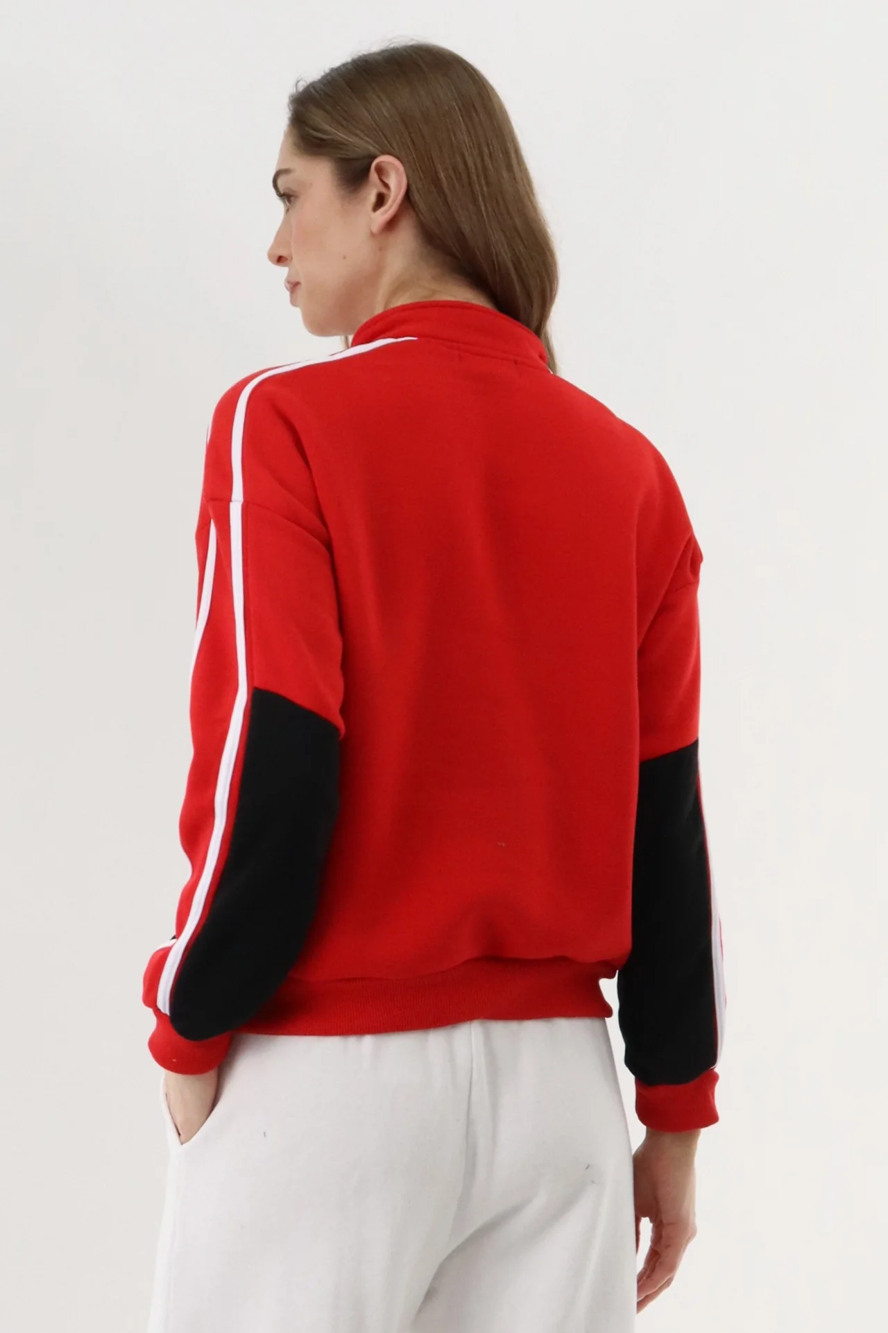 Fleece Pullover Sweater - Red - Image 3