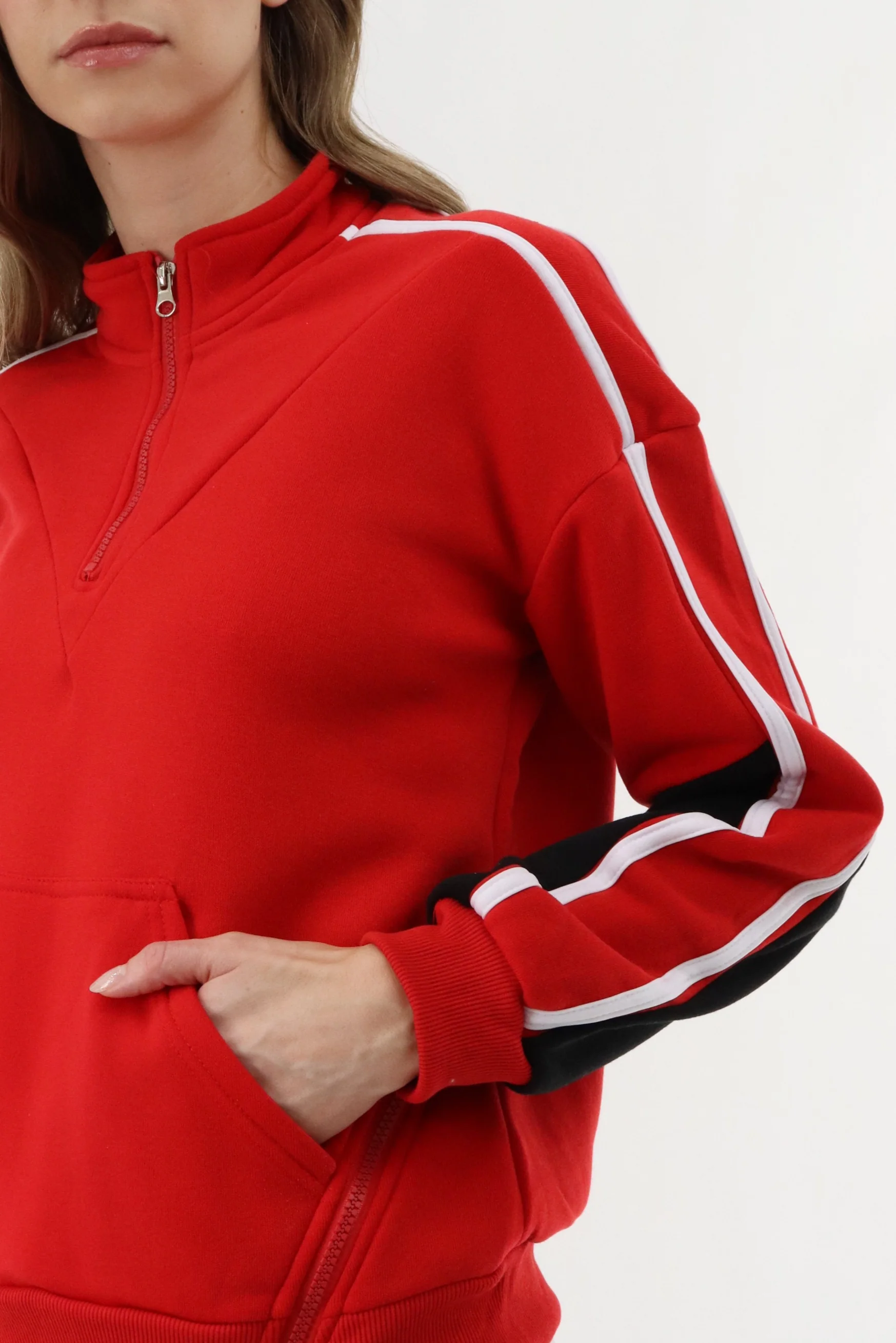 Fleece Pullover Sweater - Red - Image 4