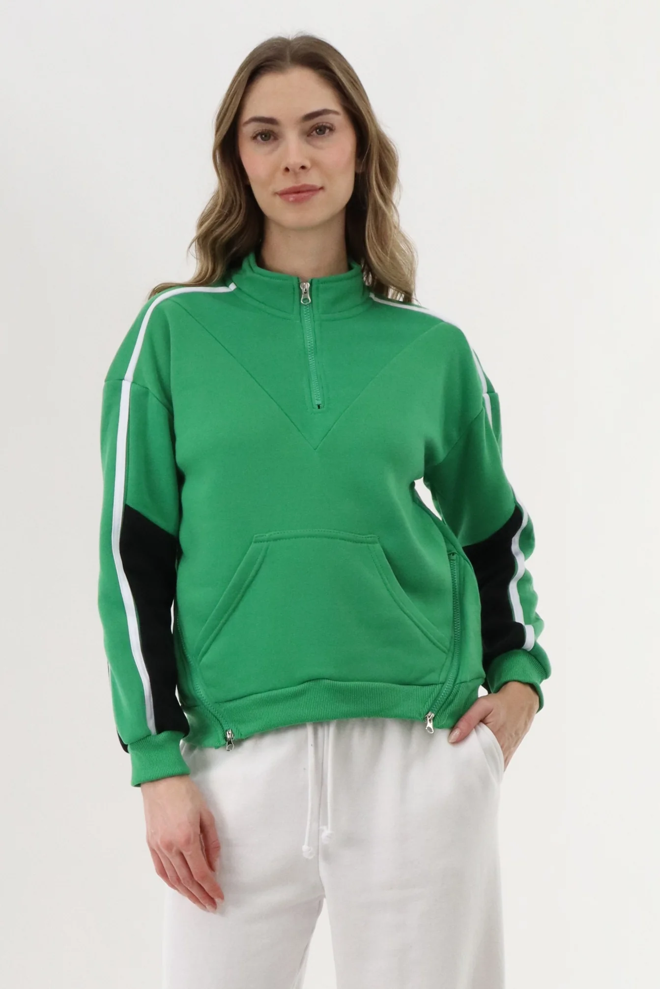 Fleece Pullover Sweater - Green